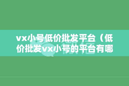 vx小号低价批发平台（低价批发vx小号的平台有哪些）