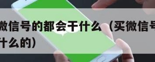 一般买微信号的都会干什么（买微信号的人都拿来干什么的）